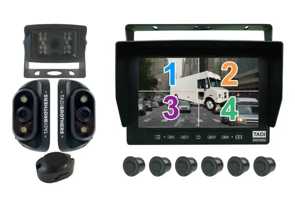 Best Premium Wired RV Backup Camera Product Image: TadiBrothers Heavy Duty 3 Camera Rear-View System with Sensors 