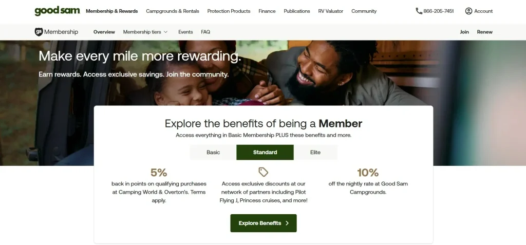 The Best Overall RV Club Homepage Screenshot: Good Sam