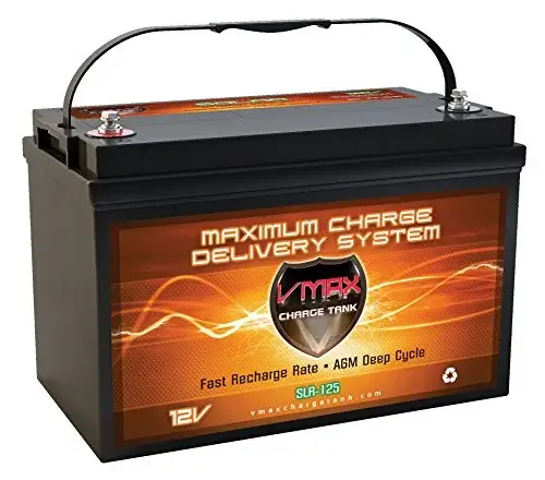Most Durable RV Battery Product Image: Vmaxtanks’ VMAXSLR125 AGM 12V 125Ah SLA Rechargeable Deep Cycle Battery