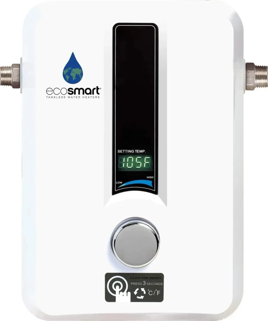 Most Energy Efficient Tankless Water Heater for RVing Product Image: EcoSmart ECO Electric Tankless Water Heater