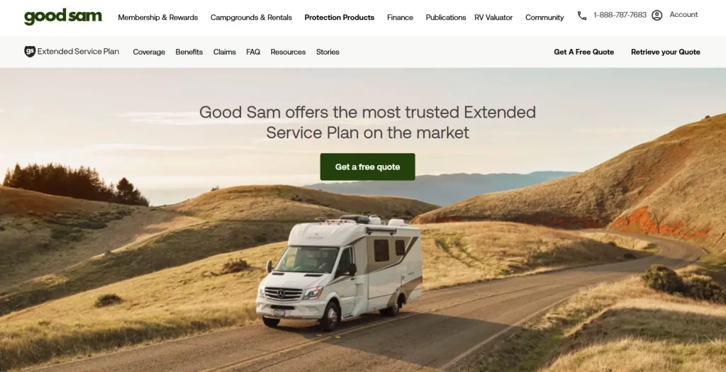 Overall Best RV Extended Warranty Plan Landing Page Image: Good Sam Extended Service Plan