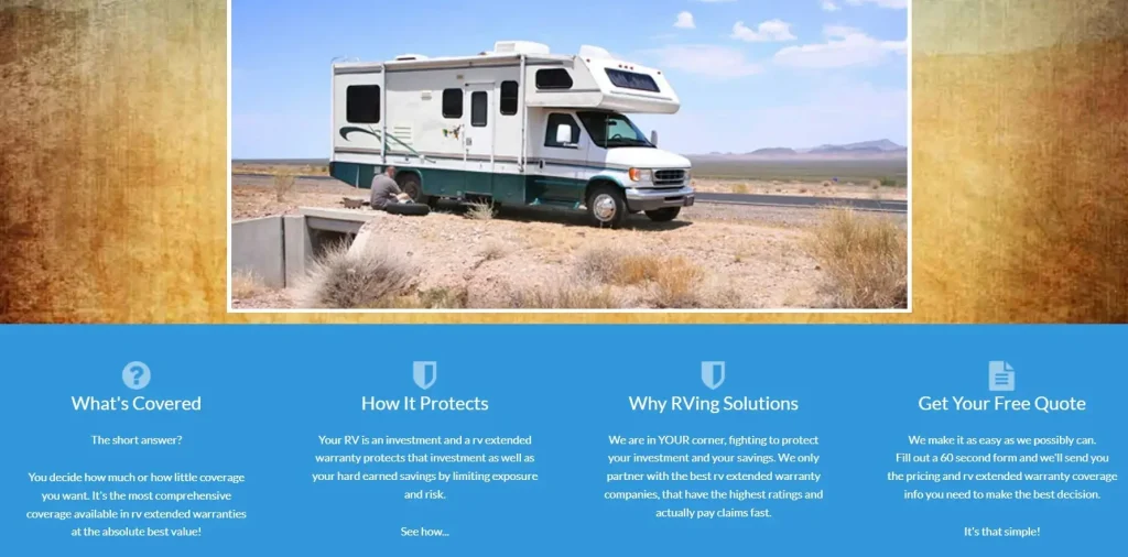 The Best Budget Extended Service Plan Landing Page: RVing Solutions