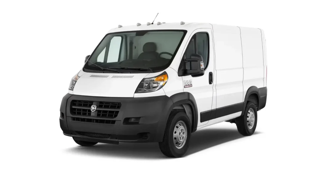 The product image of a clean, white Ram ProMaster van model boasting a sleek, modern design, ready for adventure or work.