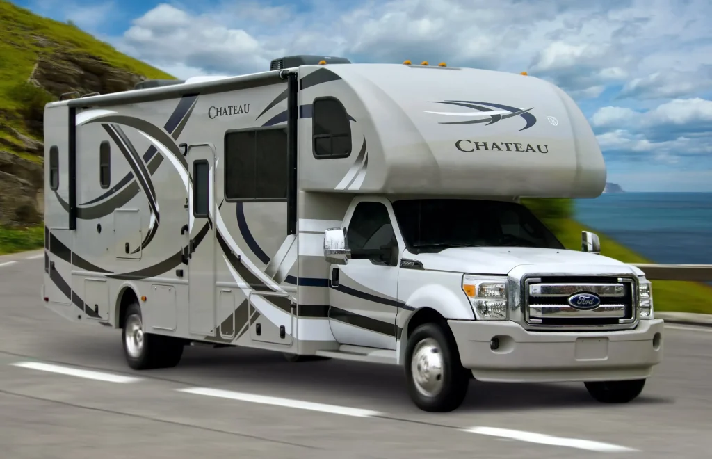 This product image shows a motor coach manufactured by Thor, considered one of the most versatile brands.