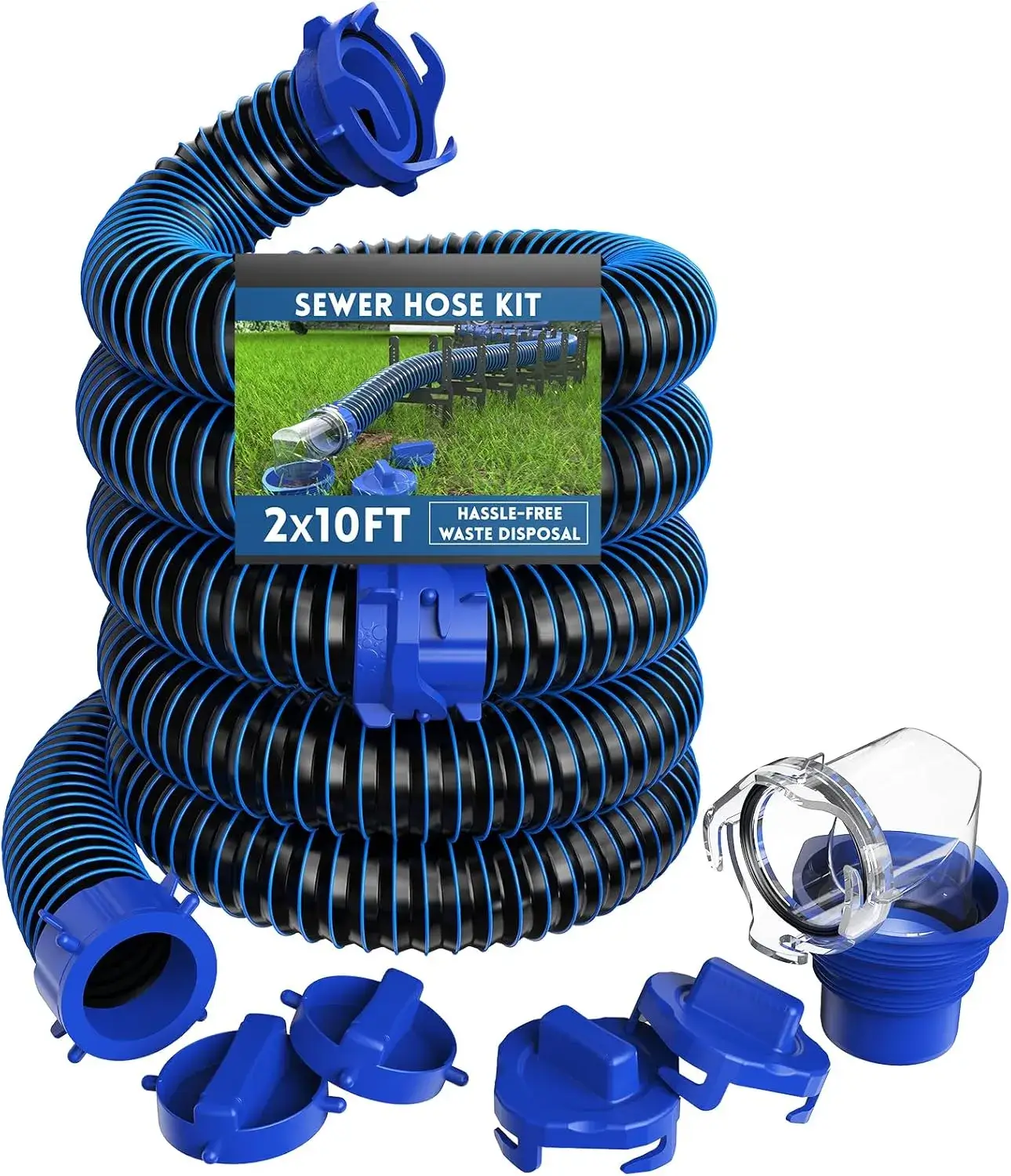A product image of a sewer hose kit by Dumpman, our best budget-friendly pick.